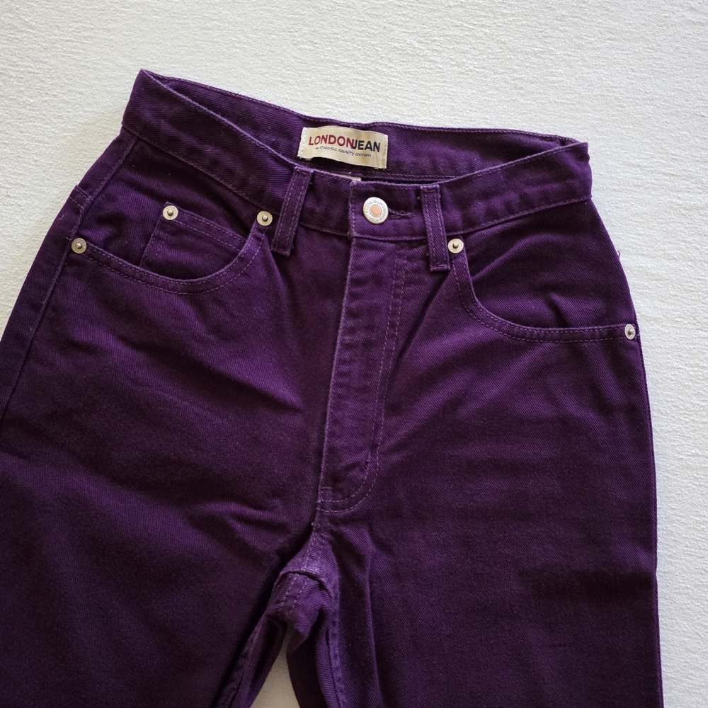 Vintage Purple Straight Leg London Jean 100% Cotton Denim Midrise Mom Jeans - Picture 4 of 10